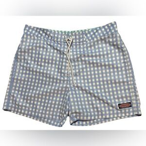 Men’s Vineyard Vines Blue Gingham Board Shorts Swim Trunks Size 36 NWOT
